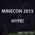 Plakat MineCon 2015, na którym widoczne są kwiaty refrenu.