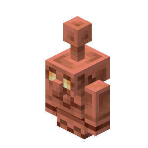 Miedziany golem kręcący głową.gif